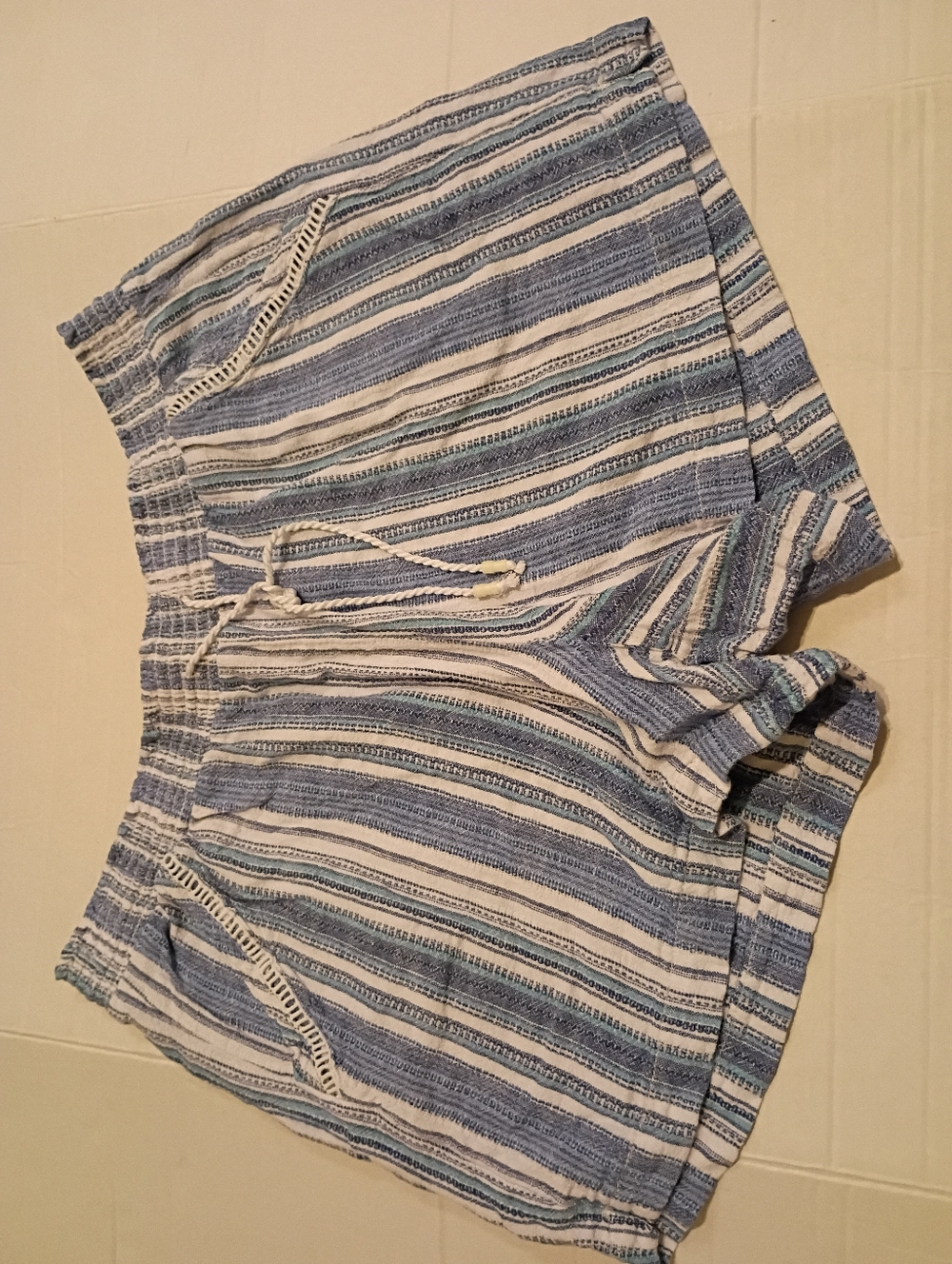 Briggs‎ New York Women's Blue & White Striped Casual Drawstring Shorts Sz XL